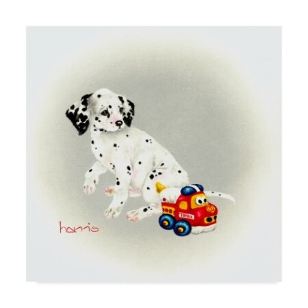 Trademark Fine Art Peggy Harris 'Dalmatian Puppy Truck' Canvas Art, 14x14 ALI42324-C1414GG